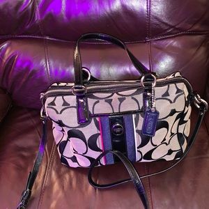 COACH HANDBAG BLACK N GREY CLOTH